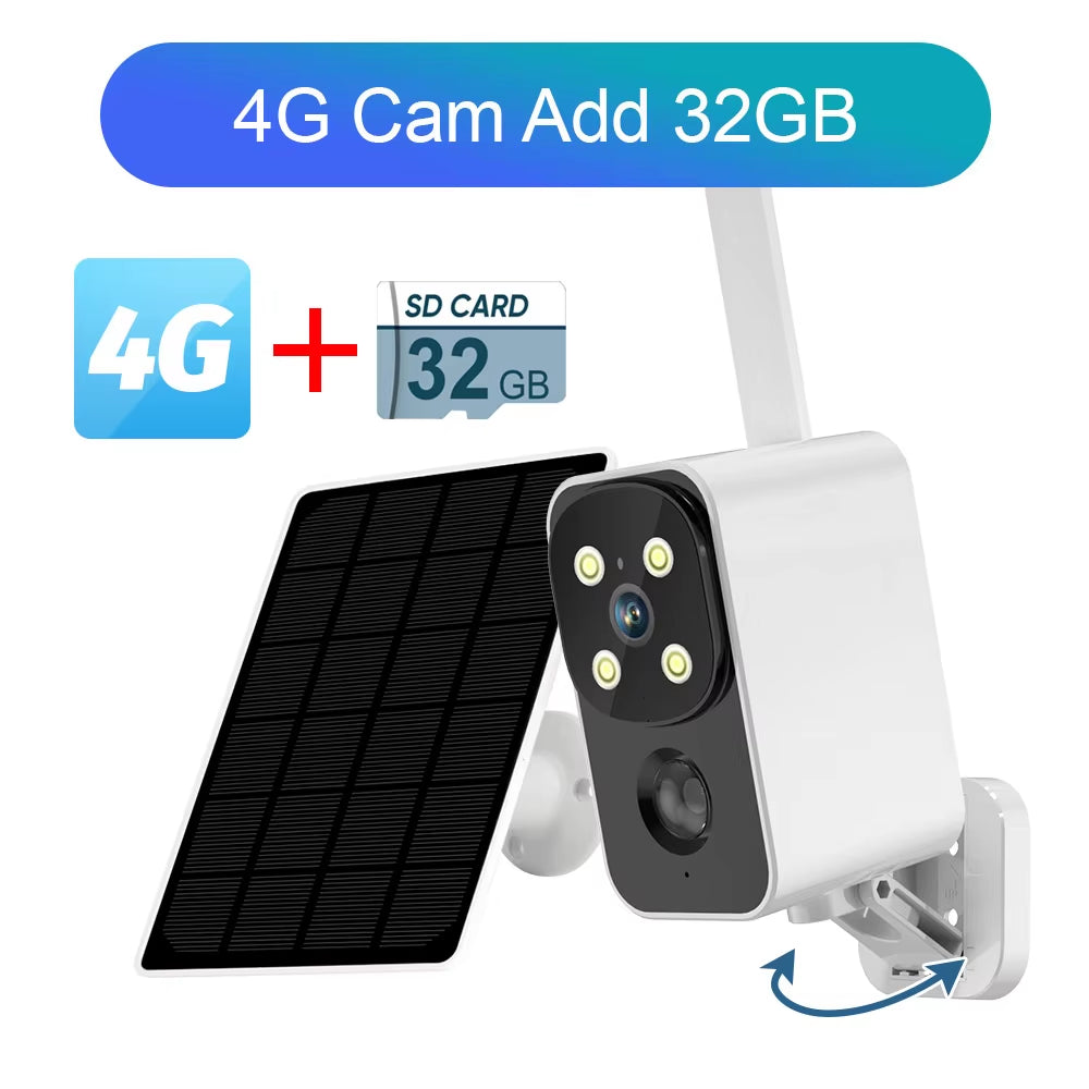 Ubox 4G/Wifi Solar Security Battery Camera 4MP Wireless Outdoor Battery Powered Cameras Color Night Vision PIR Human Motion Cam