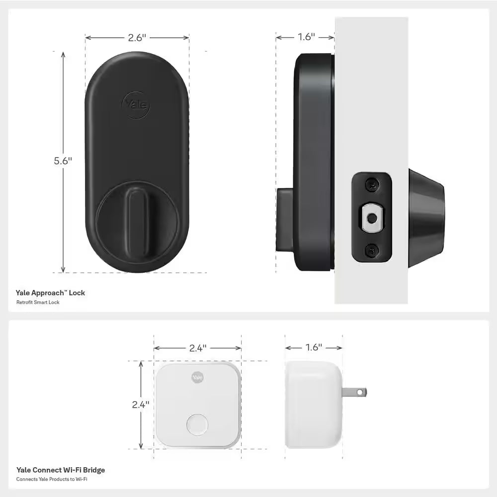 Apartment Smart Door Lock with Wi-Fi Access, Black Suede