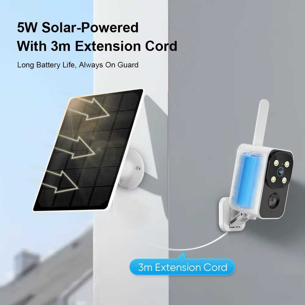 Ubox 4G/Wifi Solar Security Battery Camera 4MP Wireless Outdoor Battery Powered Cameras Color Night Vision PIR Human Motion Cam