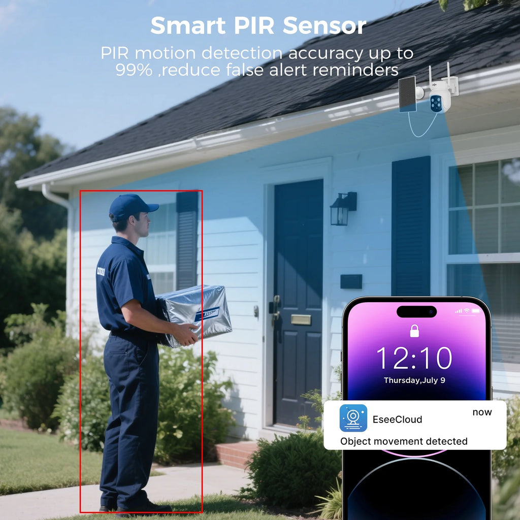 4MP Solar Security Camera Wireless Outdoor ,2.4G /5G Wifi Camera for Home Surveillance,360 View Ptz,Battery Powered,Pir Motion Detection,2-Way Talk .