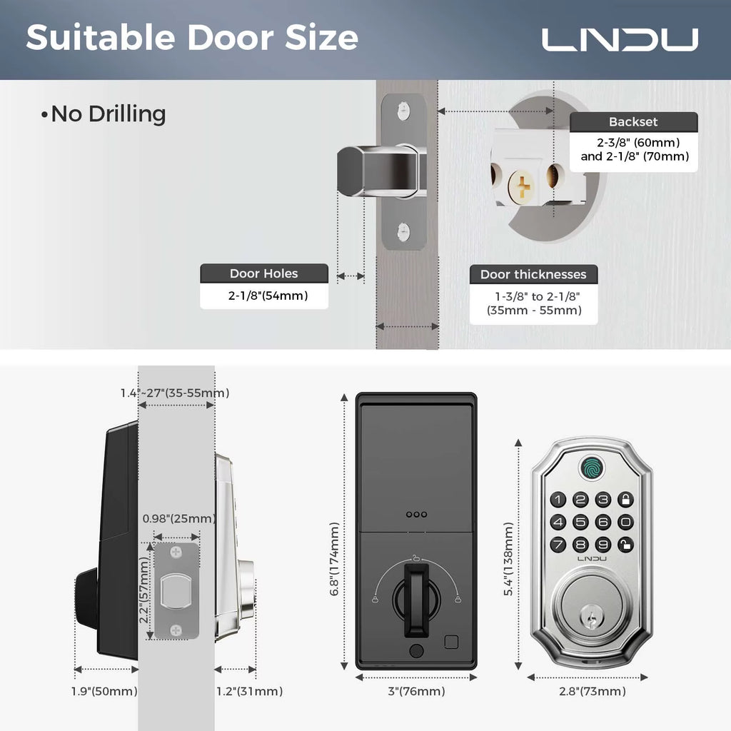 Smart Door Lock D280L Fingerprint Lock&Keypad Combination Lock All-In-One Intelligent Door Lock Waterproof Door Locks