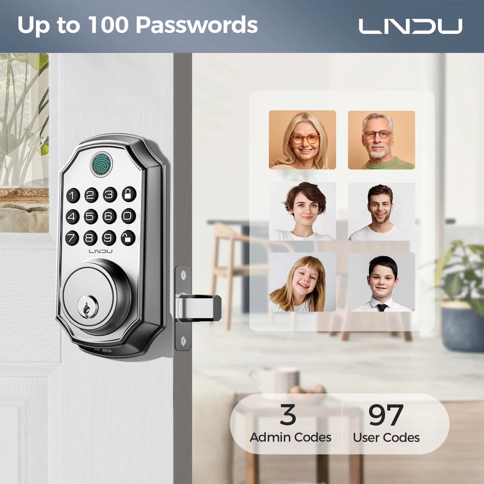 Smart Door Lock D280L Fingerprint Lock&Keypad Combination Lock All-In-One Intelligent Door Lock Waterproof Door Locks